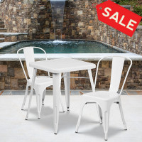 Flash Furniture CH-31330-2-30-WH-GG Metal Table Set in White